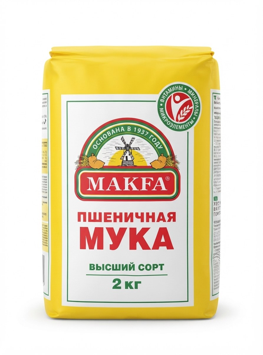 Мука пшенич Makfa в/с 2кг